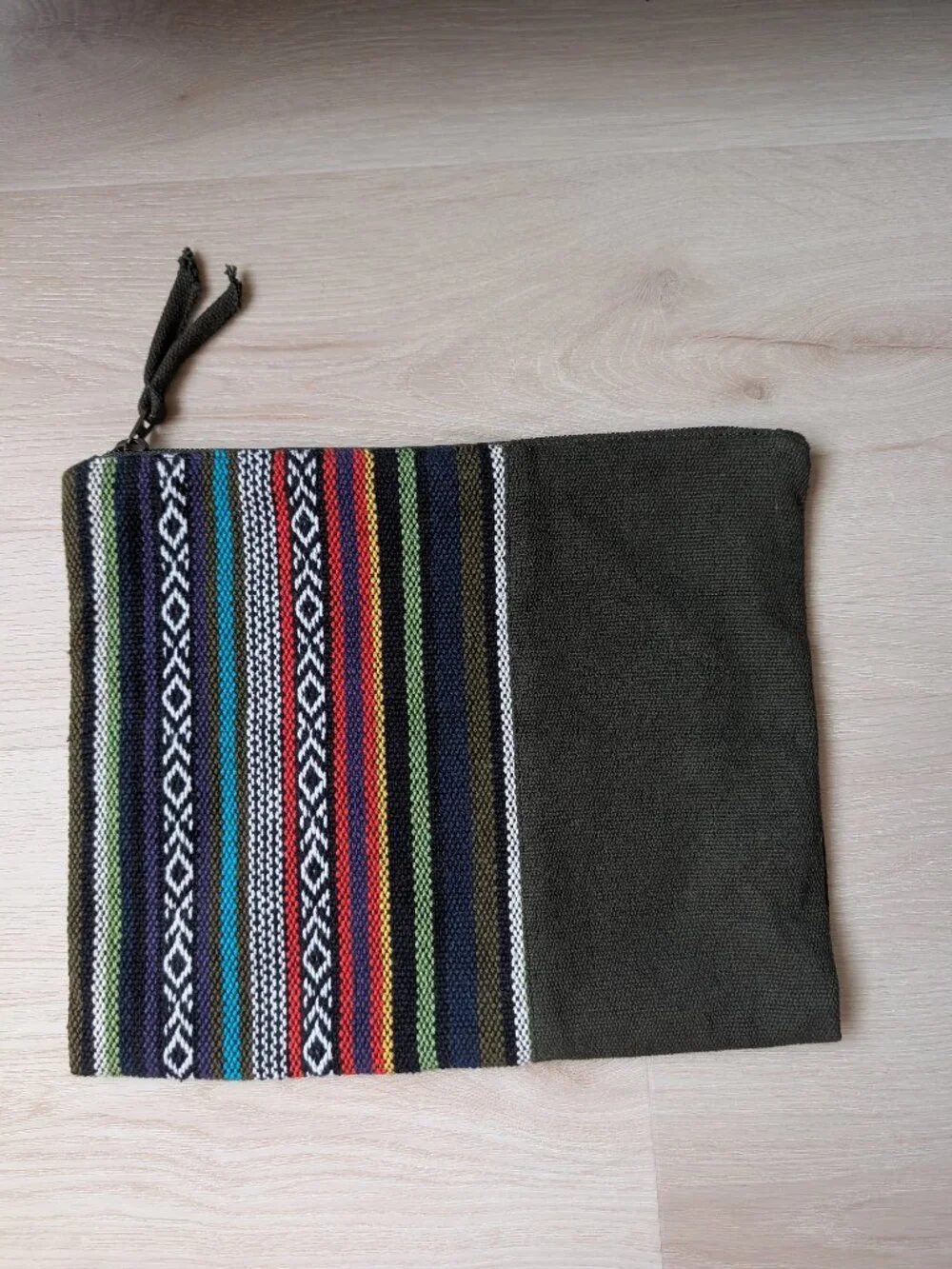 Sherpa Adventure Gear Nepal Woven Striped Canvas Zipper Pouch Zip Clutch OS